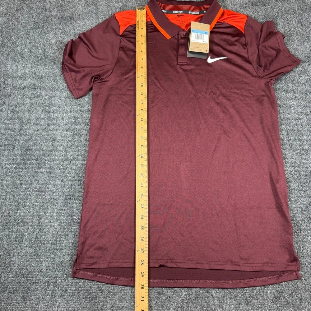 Nike Court Advantage Dri-FIT Tennis Polo Mens Size M-Tall Burgundy Shirt‎ NWT